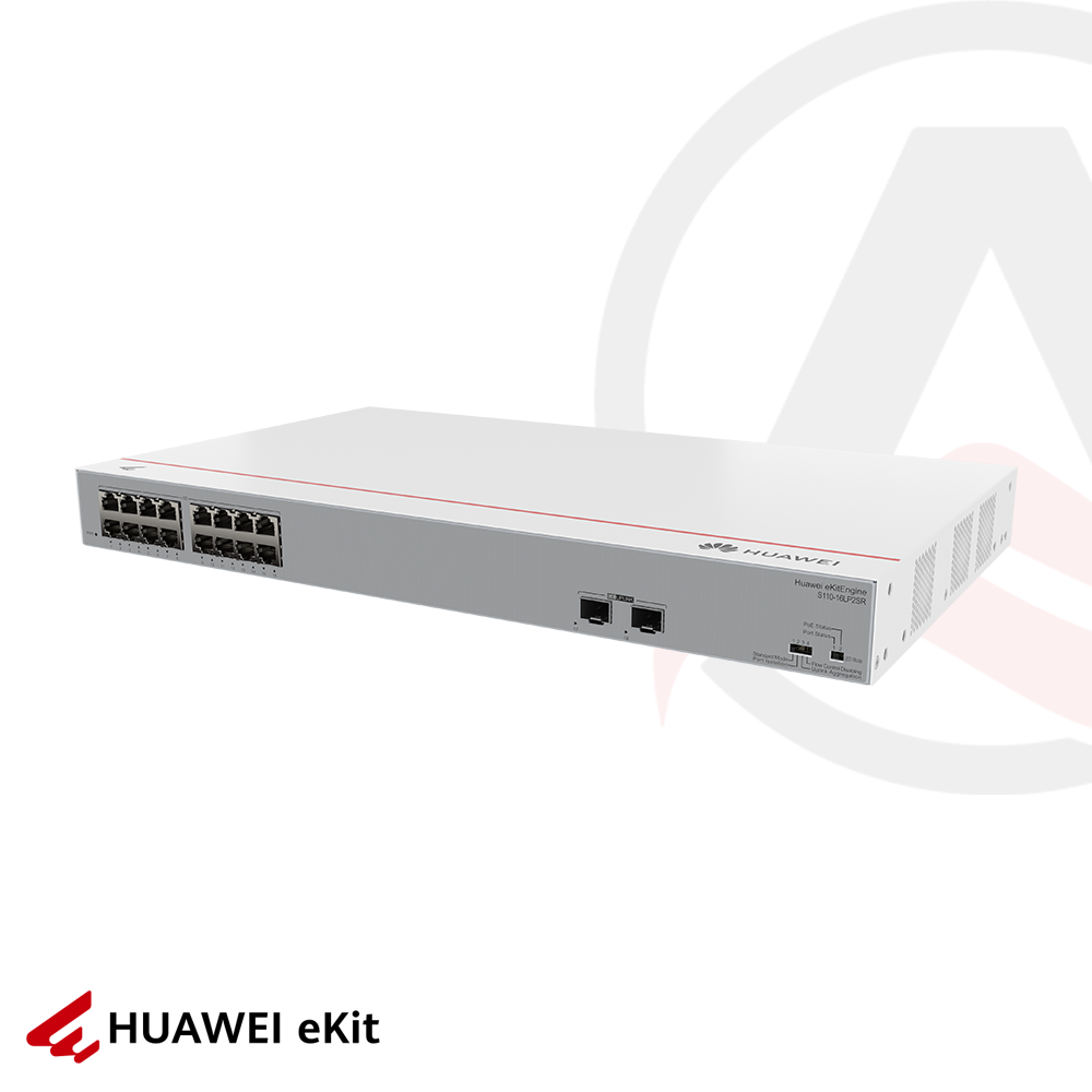 Huawei S110-16LP2SR - 16 Port PoE, 2 Port SFP, 10/100/1000 L2 Yönetilemez Switch, 124W