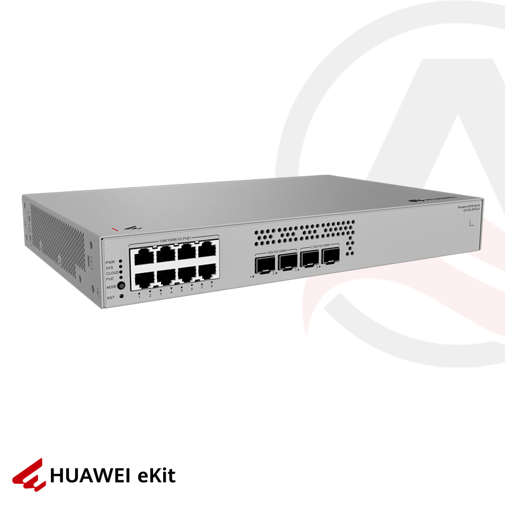 Huawei S310S-8P4JX - 8 Port PoE, 2 Port 2.5G, 2 Port 10G SFP+, 10/100/1000 L2+ Yönetilebilir Switch, 128W