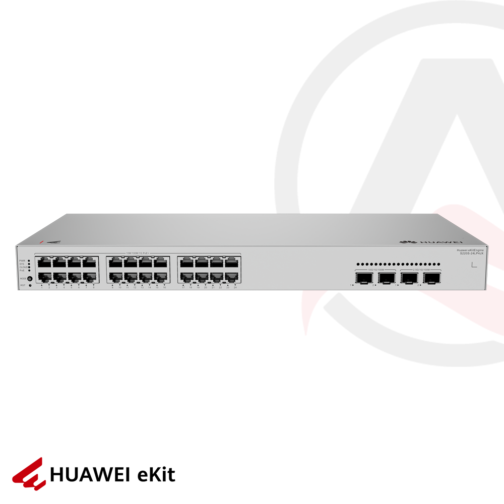 Huawei S220S-24LP4JX - 24 Port PoE, 2 Port 2.5G, 2 Port 10G SFP, 10/100/1000 L2 Yönetilebilir Switch, 278W